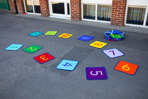 1-24 Numbers Mini Indoor/Outdoor Mats with holdall-Counting Numbers & Colour, Educational Carpet, Kit For Kids, Mats, Mats & Rugs, Multi-Colour, Rugs, Sit Mats, Square-Learning SPACE