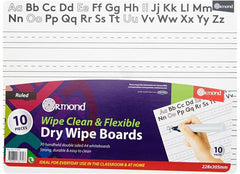 10 Dry Wipe Boards - 228x305mm - Letters-Arts & Crafts, Drawing & Easels, Early Years Literacy, Learn Alphabet & Phonics, Ormond, Primary Arts & Crafts, Primary Literacy, Spelling Games & Grammar Activities, Stationery, Stock-Learning SPACE