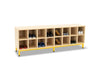 16 Compartment Bench-Cloakroom, Shelves, Storage-Beech-Yellow-Learning SPACE