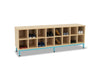 16 Compartment Bench-Cloakroom, Shelves, Storage-Maple-Cyan-Learning SPACE