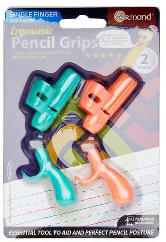 2 Ergonomic Pencil Grips - Single Finger With Handle-Dyslexia, Dyspraxia, Handwriting, Learning Difficulties, Learning Resources, Neuro Diversity, Ormond, Primary Literacy, Stationery-Learning SPACE