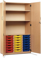 21 Single Tray Storage Cupboard-Cupboards, Cupboards With Doors, Storage, Storage Bins & Baskets, Trays-Beech-Learning SPACE