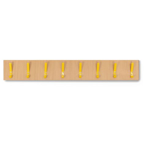 8 Coloured Coat Hook Rail-Cloakroom-Beech-Yellow-Learning SPACE