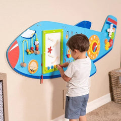 Aeroplane Activity Wall Panel Toy-Additional Need, Fine Motor Skills, Gifts For 1 Year Olds, Helps With, Maths, Primary Maths, Sensory Wall Panels & Accessories, Shape & Space & Measure, Sound, Stock, Strength & Co-Ordination, Tactile Toys & Books, Tracking & Bead Frames, Viga Activity Wall Panel-Learning SPACE