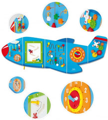 Aeroplane Activity Wall Panel Toy-Additional Need, Fine Motor Skills, Gifts For 1 Year Olds, Helps With, Maths, Primary Maths, Sensory Wall Panels & Accessories, Shape & Space & Measure, Sound, Stock, Strength & Co-Ordination, Tactile Toys & Books, Tracking & Bead Frames, Viga Activity Wall Panel-Learning SPACE