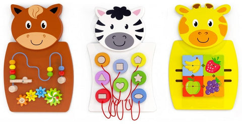 Animal Activity Wall Panel Toy - Set of 3-Additional Need, Fine Motor Skills, Gifts For 1 Year Olds, Helps With, Maths, Primary Maths, Sensory Wall Panels & Accessories, Shape & Space & Measure, Sound, Stock, Tactile Toys & Books, Tracking & Bead Frames, Viga Activity Wall Panel-Learning SPACE