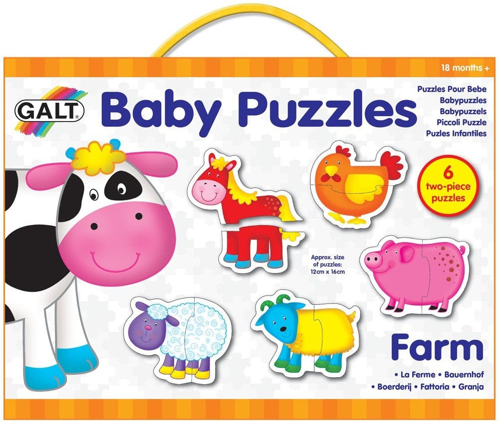 Baby Puzzles - Farm-2-12 Piece Jigsaw, Down Syndrome, Farms & Construction, Galt, Gifts For 2-3 Years Old, Imaginative Play, Stock-Learning SPACE