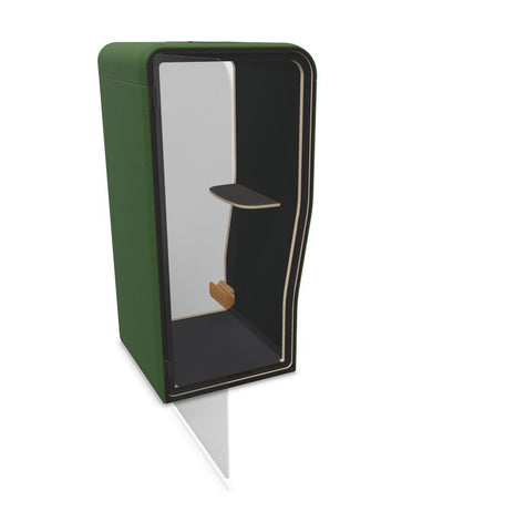 BuzziNest - Sound Reducing Privacy Booth-Buzzi Space, Dividers, Library Furniture, Noise Reduction-Left Handed-Hazy Green - TRCS+ 9704-Black Laminate-Learning SPACE