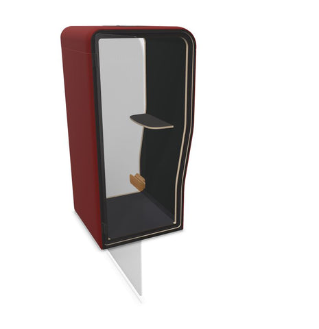 BuzziNest - Sound Reducing Privacy Booth-Buzzi Space, Dividers, Library Furniture, Noise Reduction-Left Handed-Hazy Red - TRCS+ 9405-Black Laminate-Learning SPACE