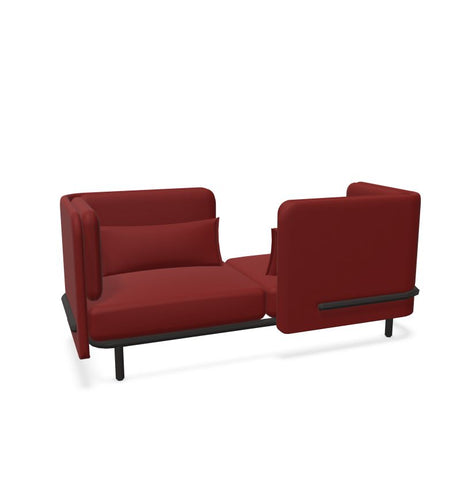 BuzziSpark Sound Reducing Sofa-Buzzi Space, Full Size Seating, Noise Reduction, Padded Seating, Seating-Original AG102 - Left open (2 Person)-Low-Hazy Red - TRCS+ 9405-Learning SPACE