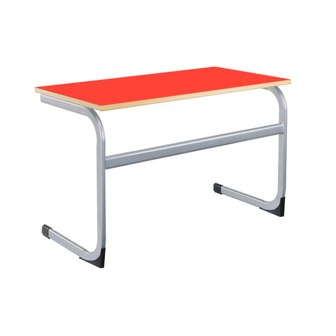 Cantilever Euro Tables: Double - 1200x600mm-Classroom Table, Metalliform, Table-460mm (3-4 Years)-Red-Learning SPACE
