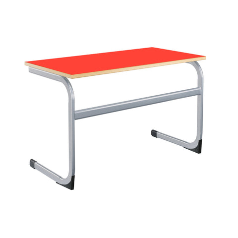 Cantilever Euro Tables: Large Double -1500x750mm-Classroom Table, Metalliform, Table-460mm (3-4 Years)-Red-Learning SPACE