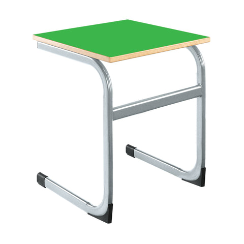 Cantilever Euro Tables: Square Single-Classroom Table, Metalliform, Table-460mm (3-4 Years)-Green-Learning SPACE