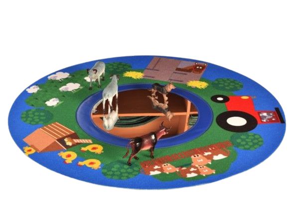 Colourful Circle Toddler Mat with Mirror-AllSensory, Baby Sensory Toys, Baby Soft Play and Mirrors, Core Range, Floor Padding, Matrix Group, Mats, Mats & Rugs, Padding for Floors and Walls, Playmat, Playmats & Baby Gyms, Round, Sensory Flooring, Sensory Mirrors-At the Farm-Learning SPACE