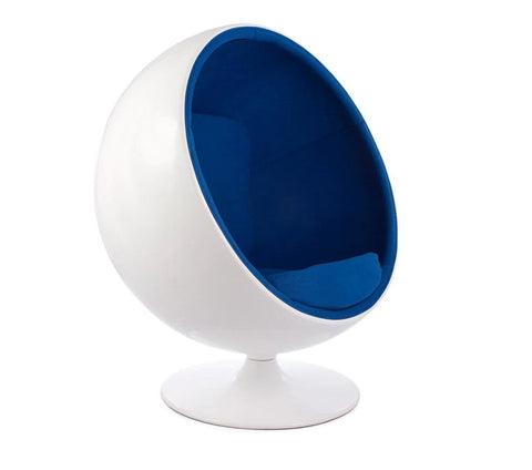 Comfy Ball Style Lounge Chair-Matrix Group, Movement Chairs & Accessories, Reading Area, Seating, Sensory Room Furniture-White & Blue-Learning SPACE