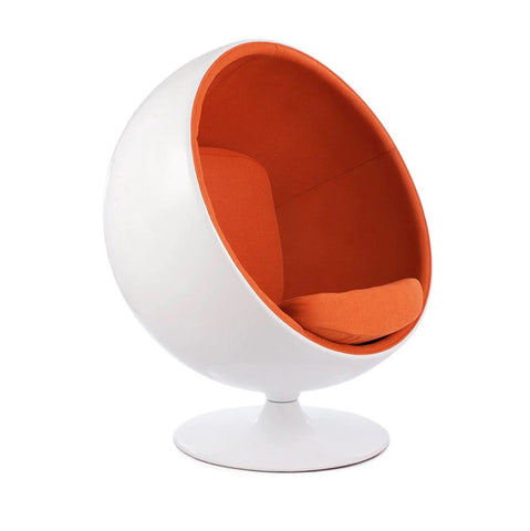 Comfy Ball Style Lounge Chair-Matrix Group, Movement Chairs & Accessories, Reading Area, Seating, Sensory Room Furniture-White & Orange-Learning SPACE