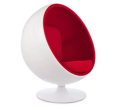Comfy Ball Style Lounge Chair-Matrix Group, Movement Chairs & Accessories, Reading Area, Seating, Sensory Room Furniture-White & Red-Learning SPACE