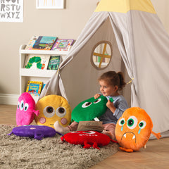 Monster Emotions Cushions (8 Pack)-Additional Need, Bean Bags & Cushions, Bullying, Calmer Classrooms, Classroom Packs, Cushions, Eden Learning Spaces, Emotions & Self Esteem, Helps With, Nurture Room, PSHE, Social Emotional Learning, Social Stories & Games & Social Skills, Stock-Learning SPACE