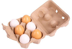Eggs x 6 in Carton - PlayFood-Bigjigs Toys, Calmer Classrooms, Feeding Skills, Gifts For 2-3 Years Old, Imaginative Play, Kitchens & Shops & School, Play Food, Seasons, Spring, Stock-Learning SPACE