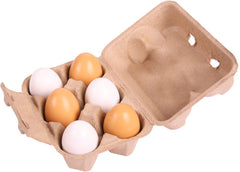 Eggs x 6 in Carton - PlayFood-Bigjigs Toys, Calmer Classrooms, Feeding Skills, Gifts For 2-3 Years Old, Imaginative Play, Kitchens & Shops & School, Play Food, Seasons, Spring, Stock-Learning SPACE