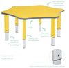 Height Adjustable Table: Flower-Classroom Furniture, Classroom Table, Height Adjustable, Metalliform, Table-Yellow-Learning SPACE