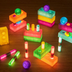 Light up Glow Spheres, Cylinders and Bricks-AllSensory, Glow in the Dark, Sensory Light Up Toys, TTS Toys, Visual Sensory Toys-Learning SPACE