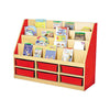 Milan Tiered Bookcases with 6 Coloured Trays-Bookcases, Classroom Displays, Classroom Furniture, Shelves, Storage, Storage Bins & Baskets-Red-Learning SPACE