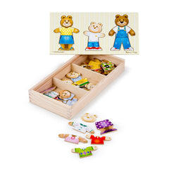 Mix 'n Match Wooden Bear Family Dress-Up Puzzle-13-99 Piece Jigsaw, Dress Up Costumes & Masks, Imaginative Play, Maths, Primary Maths, Shape & Space & Measure, Sound. Peg & Inset Puzzles, Wooden Toys-Learning SPACE