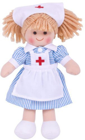 Nancy Nurse Rag Doll - Soft and Cuddly Toy-Baby Soft Toys, Bigjigs Toys, Comfort Toys, Dolls & Doll Houses, Fire. Police & Hospital, Gifts For 1 Year Olds, Gifts For 2-3 Years Old, Imaginative Play, Nurture Room, Puppets & Theatres & Story Sets, Stock-Learning SPACE