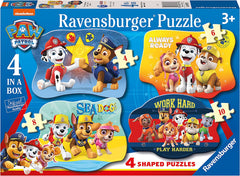 Paw Patrol 4 in a Box Shaped Puzzles (4, 6, 8, 10 Pieces) Jigsaw Puzzle-2-12 Piece Jigsaw, Gifts For 2-3 Years Old, Paw Patrol, Ravensburger Jigsaws-Learning SPACE