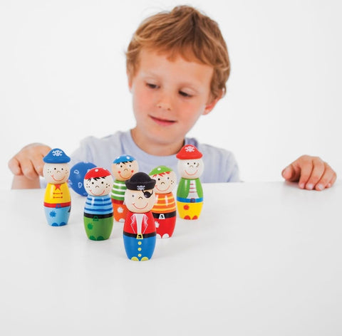 Pirate Skittles-Additional Need, Bigjigs Toys, Cause & Effect Toys, Dinosaurs. Castles & Pirates, Gifts For 2-3 Years Old, Gross Motor and Balance Skills, Imaginative Play, Playground Equipment, Seasons, Stock, Summer, Wooden Toys-Learning SPACE