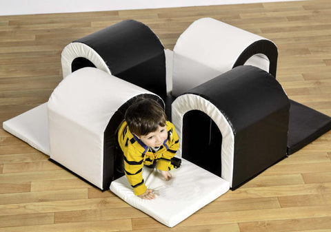 Soft Play Set - Toddler Tunnel Maze-Additional Need, AllSensory, Baby Sensory Toys, Baby Soft Play and Mirrors, Down Syndrome, Gross Motor and Balance Skills, Helps With, Matrix Group, Nurture Room, Padding for Floors and Walls, Playmats & Baby Gyms, Soft Play Sets-Learning SPACE