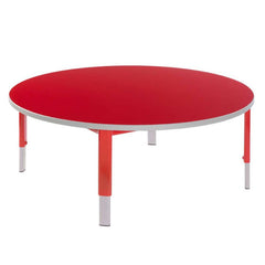 Start Right Height Adjustable Table - Circular-Classroom Furniture, Classroom Table, Height Adjustable, Metalliform, Table-Red-Learning SPACE