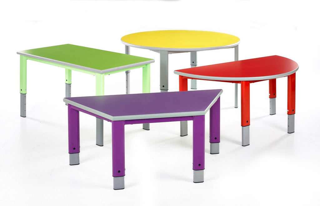 Start Right Height Adjustable Table - Semi-Circular-Classroom Furniture, Classroom Table, Height Adjustable, Metalliform, Table-Blue-Learning SPACE