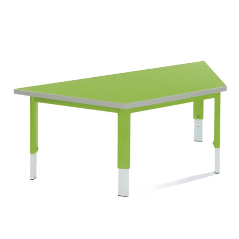 Start Right Height Adjustable Table - Trapezoidal-Classroom Furniture, Classroom Table, Height Adjustable, Metalliform, Table-Tangy Green-Learning SPACE