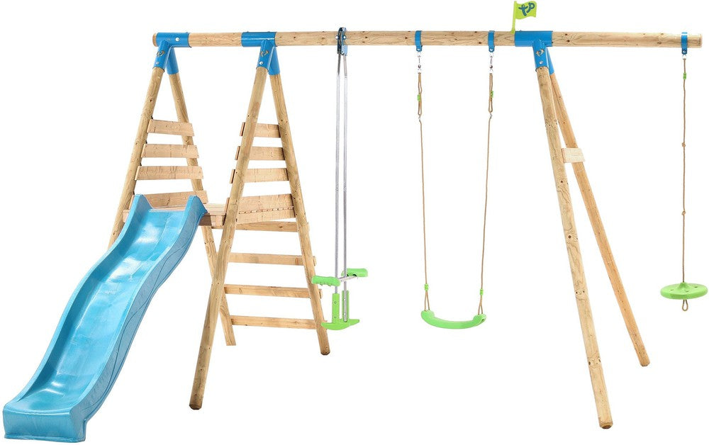 TP Knightswood Triple Wooden Swing & Slide Set with Glide and Button Seat (UK Mainland Only)-Outdoor Slides, Outdoor Swings, Playground Equipment, TP Toys-Learning SPACE