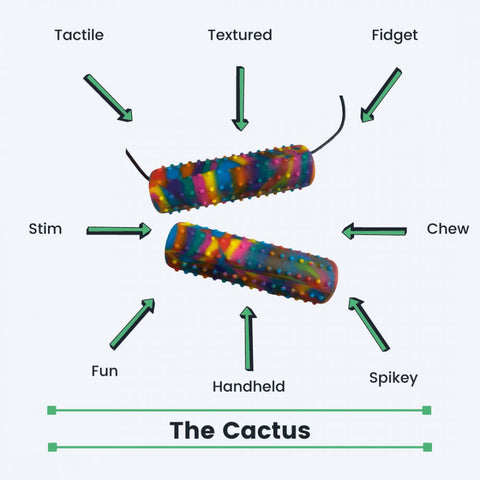 The Cactus Chubes - Chew Aid-Stress Relief Toys-Autism, Calming and Relaxation, Chewigem, Chewing, Helps With, Neuro Diversity, Oral Motor & Chewing Skills-Learning SPACE