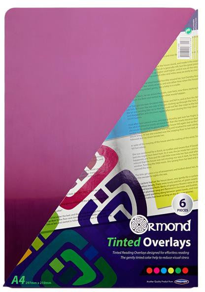 Tinted Overlays - A4 - For help with Dyslexia (Pack of 6)-Dyslexia, Early Years Literacy, Learning Difficulties, Learning Resources, Neuro Diversity, Ormond, Stock-Learning SPACE