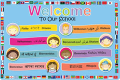 Welcome to Our School - Languages Outdoor Sign-Back To School, Calmer Classrooms, Classroom Displays, Forest School & Outdoor Garden Equipment, Helps With, Inspirational Playgrounds, Playground Equipment, Playground Wall Art & Signs, Seasons, Stock-Learning SPACE