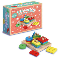 Wooden Stacking Shape Sorter-Baby Wooden Toys, Maths, Primary Maths, Shape & Space & Measure, Stacking Toys & Sorting Toys, Wooden Toys-Learning SPACE