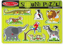 Zoo Animals Sound Puzzle - 8 Pieces-Sound. Peg & Inset Puzzles, Stock-Learning SPACE