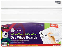 10 Dry Wipe Boards - 228x305mm - Music-Music, Ormond, Primary Literacy, Primary Music, Stationery, Stock-Learning SPACE
