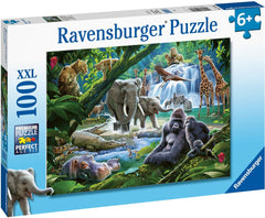 100 Piece Jigsaw Puzzle - Jungle Families XXL-100-1000 Piece Jigsaw, Gifts for 8+, Ravensburger Jigsaws-Learning SPACE