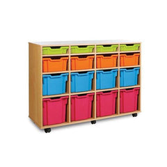 16 Combination Tray Unit-Shelves, Storage, Storage Bins & Baskets, Trays-Beech-Learning SPACE