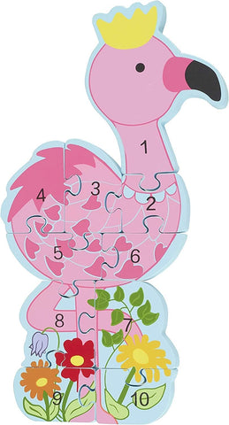 Flamingo Number Puzzle-Baby Maths, Baby Wooden Toys, Counting Numbers & Colour, Maths, Sound. Peg & Inset Puzzles, Wooden Toys-Learning SPACE
