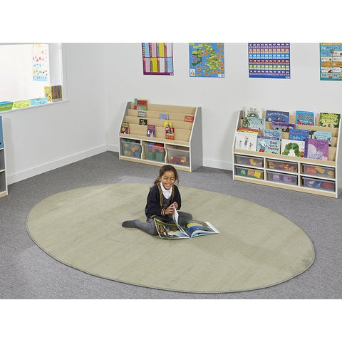 Biscuit Oval Rug-Chill Out Area, Mats & Rugs, Natural, Nature Sensory Room, Neutral Colour, Oval, Plain Carpet, Reading Area, Rugs, Sensory Flooring-Learning SPACE