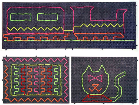 Black UV-Lacing Pattern Board (Single)-Additional Need, Early Years Maths, Fine Motor Skills, Learning Difficulties, Maths, Memory Pattern & Sequencing, Primary Maths, Stock, Strength & Co-Ordination, UV Reactive-Learning SPACE