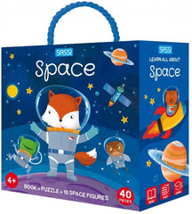 Book, Puzzle and Figurines - Space-13-99 Piece Jigsaw, Down Syndrome, Early Science, Early years Games & Toys, Gifts For 3-5 Years Old, Outer Space, Primary Games & Toys, S.T.E.M-Learning SPACE