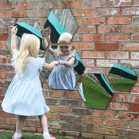 Children's Plastic Safety Mirrors - Hexagon Set 6-Playground Equipment, Playground Wall Art & Signs, Sensory Mirrors, Sensory Wall Panels & Accessories-Learning SPACE