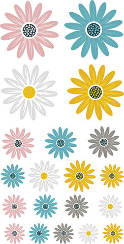 Colourful Daisies Flower Wall Sticker Set-Nature Sensory Room, Sticker, Wall & Ceiling Stickers, Wall Decor-20x39 cm-Learning SPACE